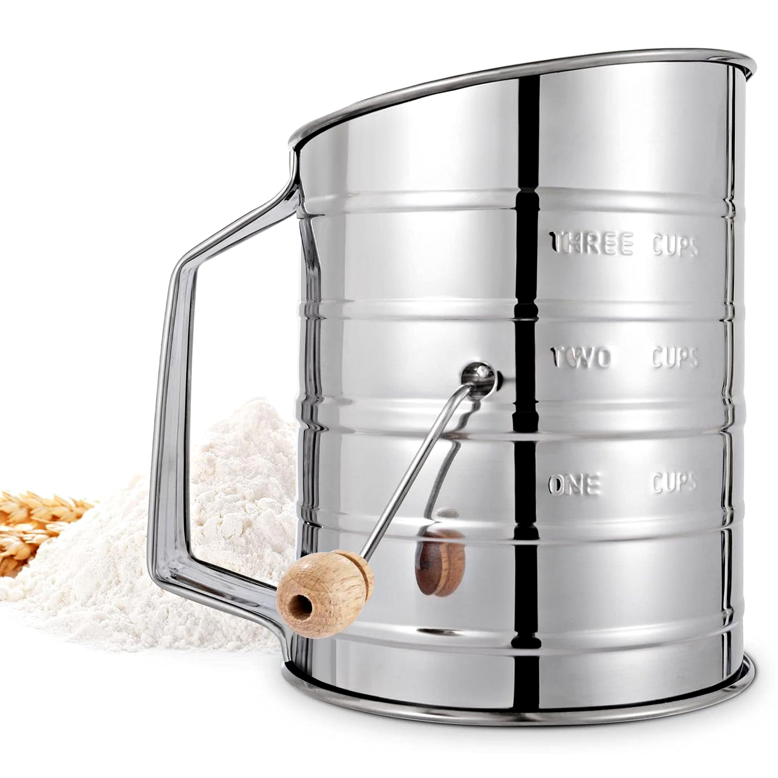 Flour Sifter for Baking, All Purpose Flour Sifter, Semi Automatic Large Sifter for Powdered