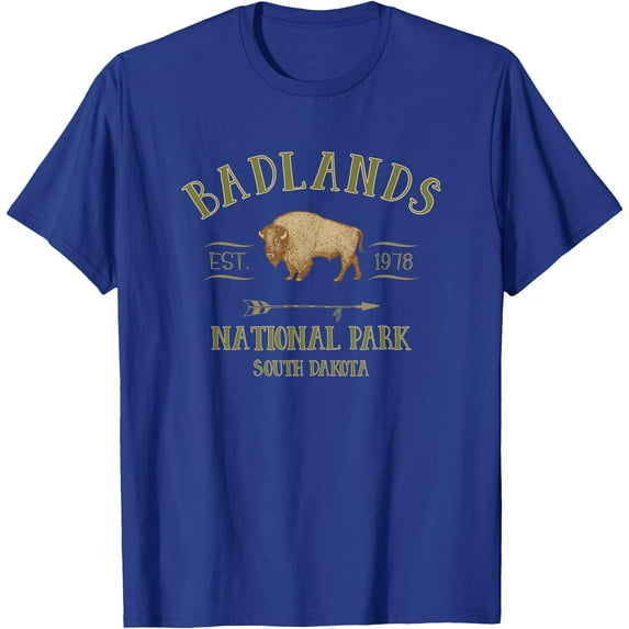 BADLANDS NATIONAL PARK South Dakota Bison Unisex T-Shirt for Men Women Kids Toddler,Royal Blue Color,Size M