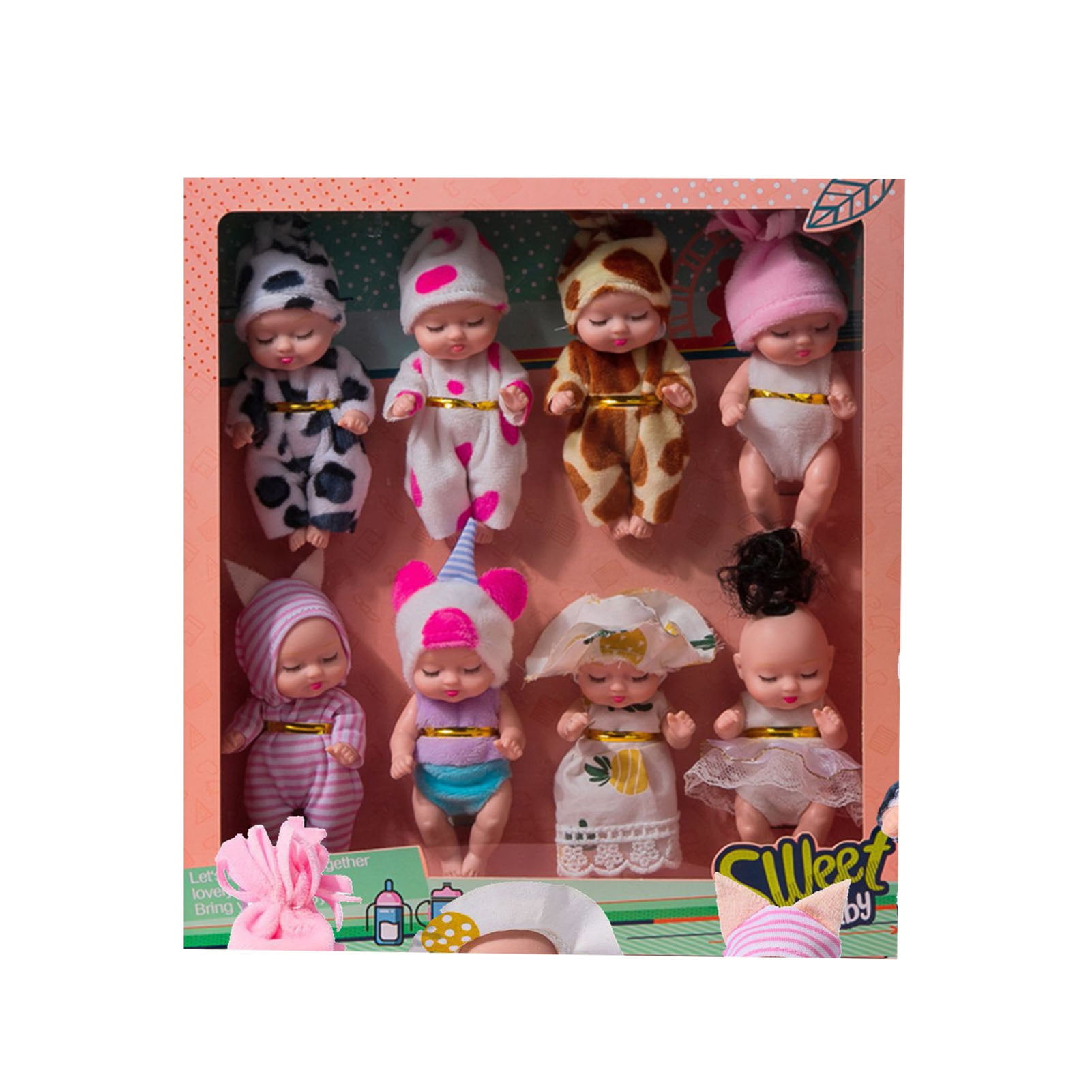 8Pcs Reborn Baby Doll Clothes & Accessories Set - Pink Outfits With Bassinet For 17-22" Dolls