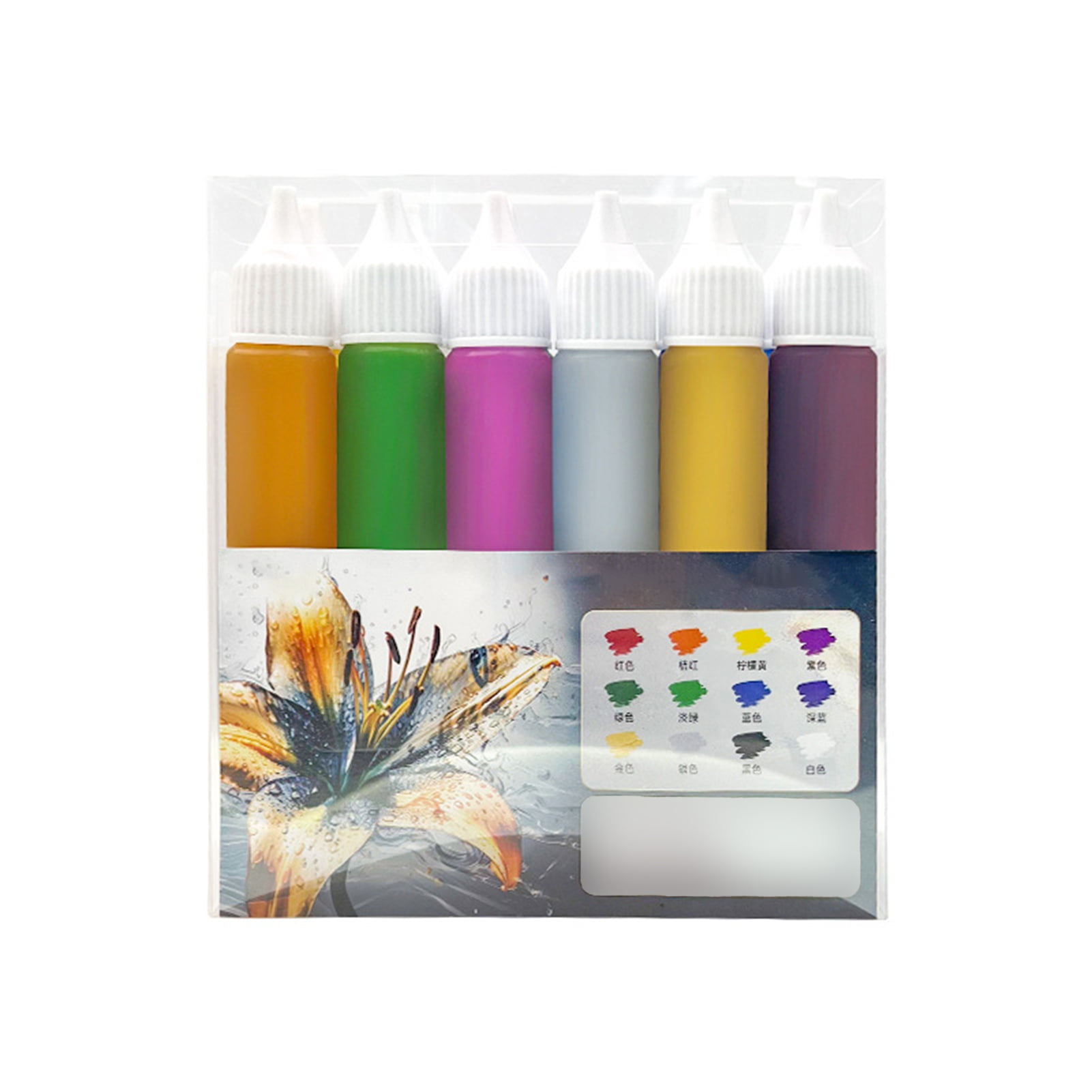 BAELLERT 12Pcs Pigment Transparent Glass Painting Set Waterproof Bright Colored Easy to Use Adhesive Glass Painting Kit