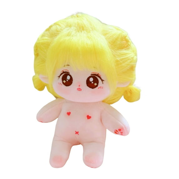 BAELLERT 20CM Naked Cotton Doll Toy Fluffy Yellow Hair Big Eyes Cute Anime Girl Doll Plushies Pretend Toy No Attribute Unfinished Cotton Stuffed Baby Doll Plush Toy Kids Girls Gift