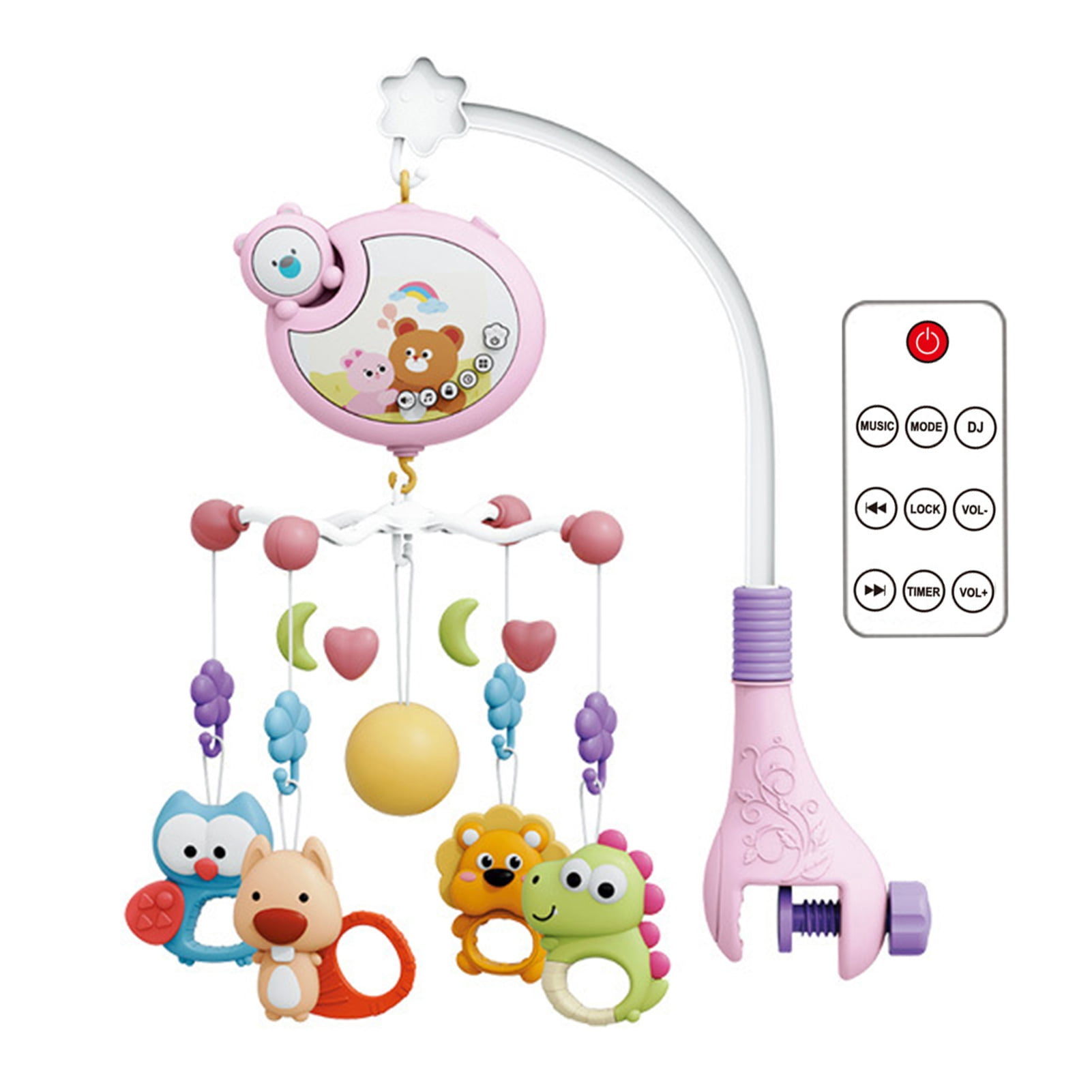 BAELLERT Baby Mobiles for Cribs Crib Mobile with Music & Lights Remote Control Rotating Rattle Toy Star Projection Relaxing Music Baby Crib Rattle for Boys Girls