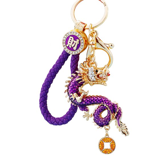 BAELLERT Chinese Zodiac Dragon Keychain Luxury Rhinestone DIY Backpack Handbag Decoration Key Ring Pendant Ornament New Year Spring Festival Gift