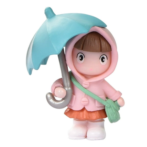 BAELLERT Cute Umbrella Girl Model Micro Landscape Cute Umbrella Raincoat Girl Ornament Home Decor Gardening Accessories