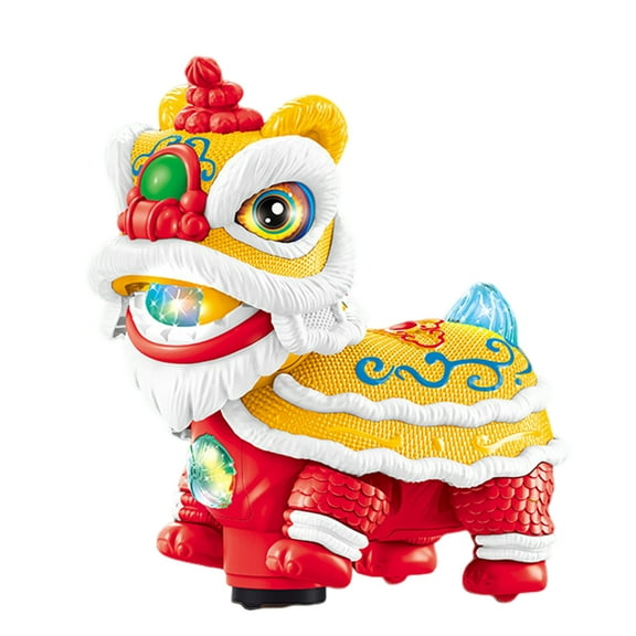 BAELLERT Kids Electric Lion Dance Toy with LED Light Music Toddlers Boys Girls Shaking Head Walking Cartoon Awake Lion Toy Chinese New Year Decoration