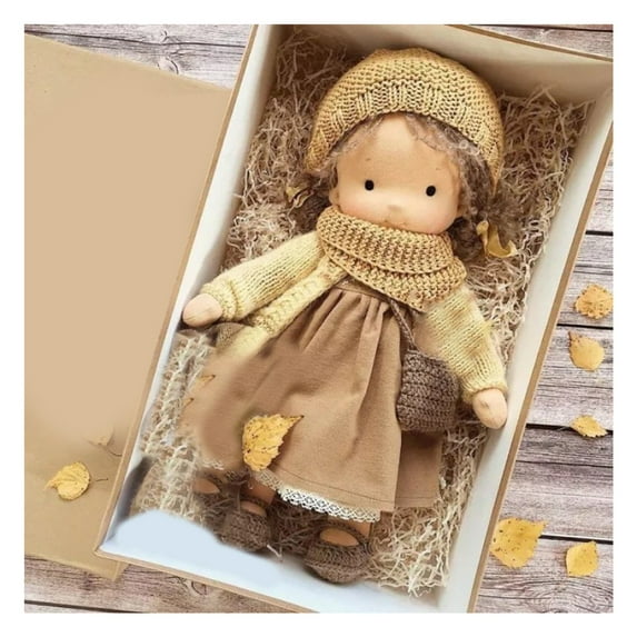 BAELLERT Handmade Waldorf Doll 12" Soft Knitted Dolls Cute Girls Plush Stuffed Toy Easy to Carry Vintage Crocheted Doll Birthday Gift