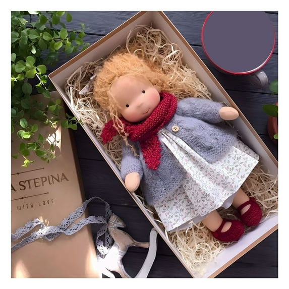 BAELLERT Handmade Waldorf Doll 12" Soft Knitted Dolls Cute Girls Plush Stuffed Toy Easy to Carry Vintage Crocheted Doll Birthday Gift