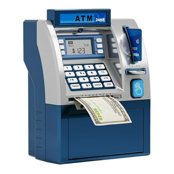 BAELLERT Kids ATM Piggy Bank Toy with Card Electronic Cash Coin Saving Bank Educational Automatic Password ATM Machine Toddlers Boys Girls Gift