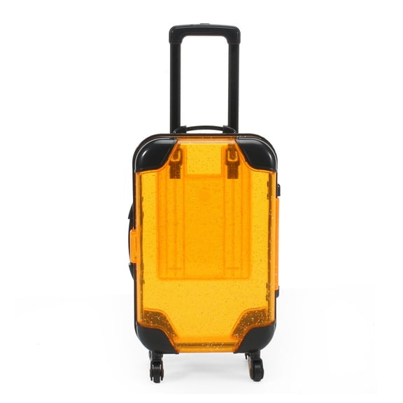 BAELLERT Kids Mini Luggage Toy with Retractable Handle Large Capacity Transparent 4 Spinner Wheels Cosmetics Snacks Storage Doll Travel Rolling Suitcase