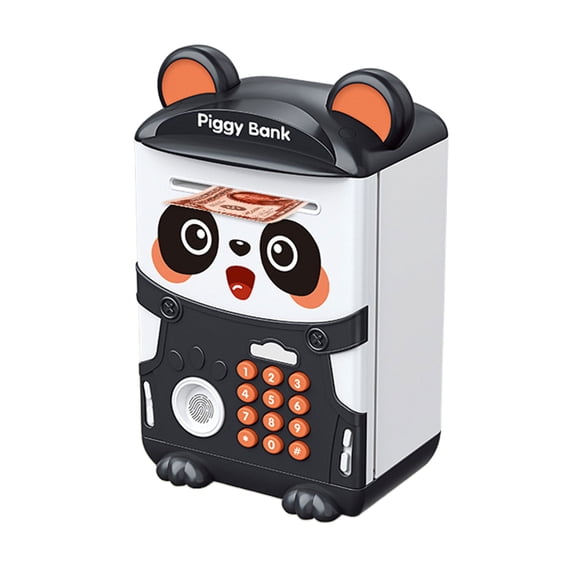 BAELLERT Kids Panda Piggy Bank Auto-Roll Password Fingerprint Unlocking Battery Operated Electric Coin Cash ATM Machine Boys Girls Birthday Gift