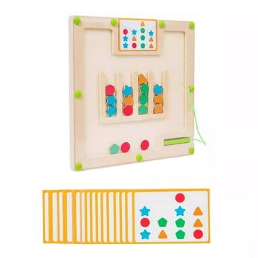 BAELLERT Magnetic Puzzle Maze Board Game Color Shape Sorting Counting Matching Fine Motor Skills Travel Kids Educational Wooden Block Maze Toy