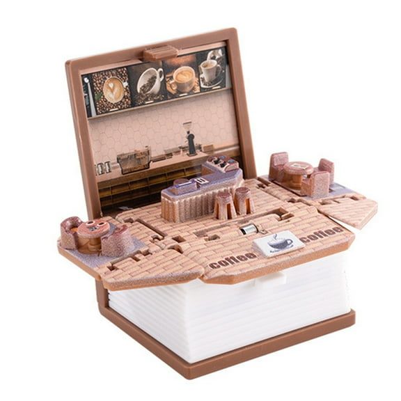 BAELLERT Mini 3D Folding Book Keychain Popping Miniature World Hanging Decoration Tiny Coffee Shop Great Wall Castle Foldable Book Keyring Pendant