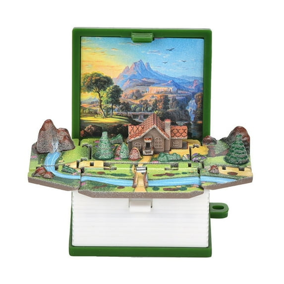 BAELLERT Mini 3D Folding Book Keychain Popping Miniature World Hanging Decoration Tiny Coffee Shop Great Wall Castle Foldable Book Keyring Pendant