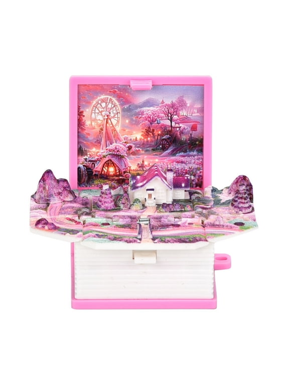 Mini 3D Folding Book Keychain Popping Miniature World Hanging Decoration Tiny Coffee Shop Great Wall Castle Foldable Book Keyring Pendant