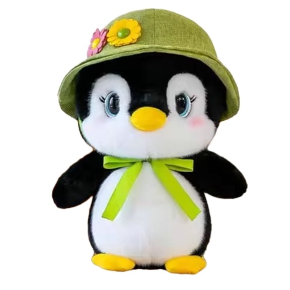 BAELLERT Plush Doll Cartoon Penguin Soft Plush Stuffed Bow Flower Decor Elastic Colorfast Birthday Gift Baby Toy Couch Car Seat Decoration Padded Animal Doll