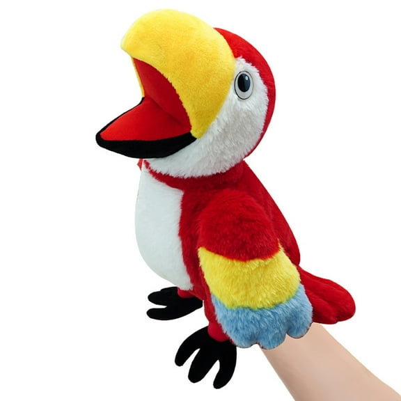BAELLERT Plush Parrot Hand Puppet with Moving Mouth Interactive Zoo Animal Toy for Kids Adults Soft Stuffed Bird Puppet for Role Play Storytelling Christmas Birthday Gift
