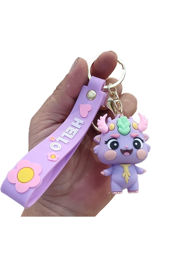 Year of 2024 Mascot Dragon Keychain Cute 3D Dragon Figurine Hanging Ornament Cartoon Animal Keyring Charm Backpack Decoration New Year Gift for Kids Adults