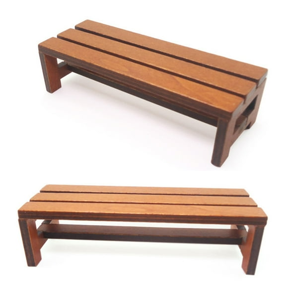 BAETEUY 1/12 Miniature Doll House Wooden Bench - Long Chair Garden Decor