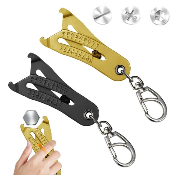 BAETEUY 1 Pc/2 Pcs Portable Thread Size Checker, Keychain Pendant, Metal Bolt and Nut Thread Checker, Dual Scale, Inch Metric, Thread Size Identifier, Automotive Mechanical Tasks for Mechanics