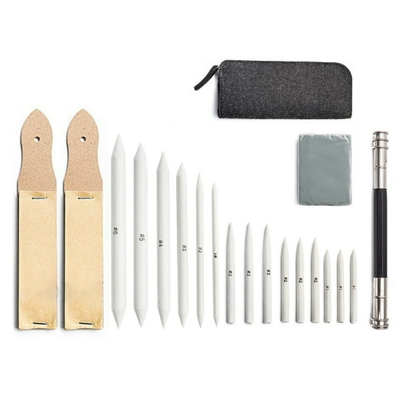 BAETEUY 19Pcs/Set Blending Stumps Tortillon Pencil Extension - Tool Sketch Drawing Art Kit