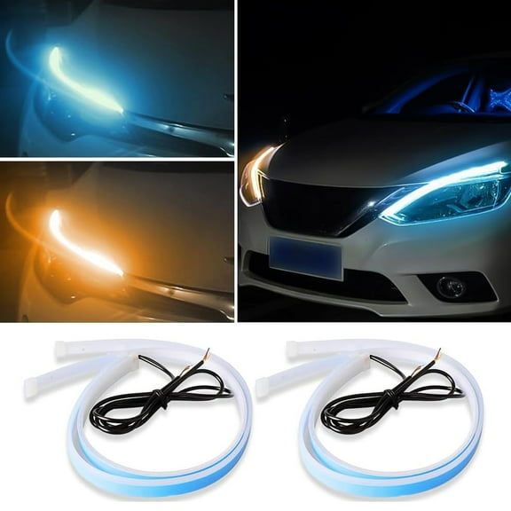 BAETEUY 2Pcs Car LED Headlight Strips - Super Bright Flexible Waterproof Easy Installation LED Daytime Running Light