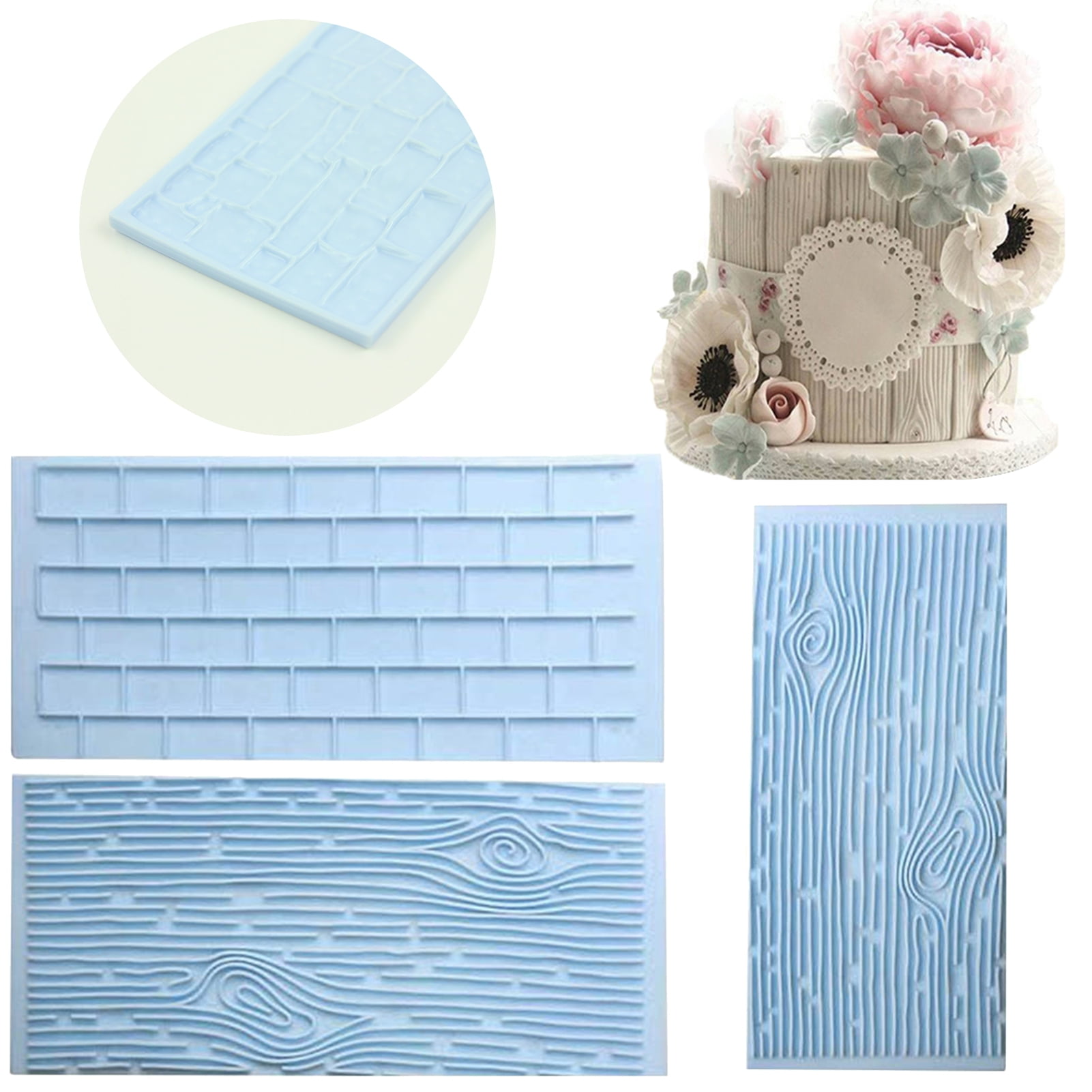 BAETEUY 2Pcs/Set Cutting Die Tree Bark Brick Pattern Bakeware Plastic