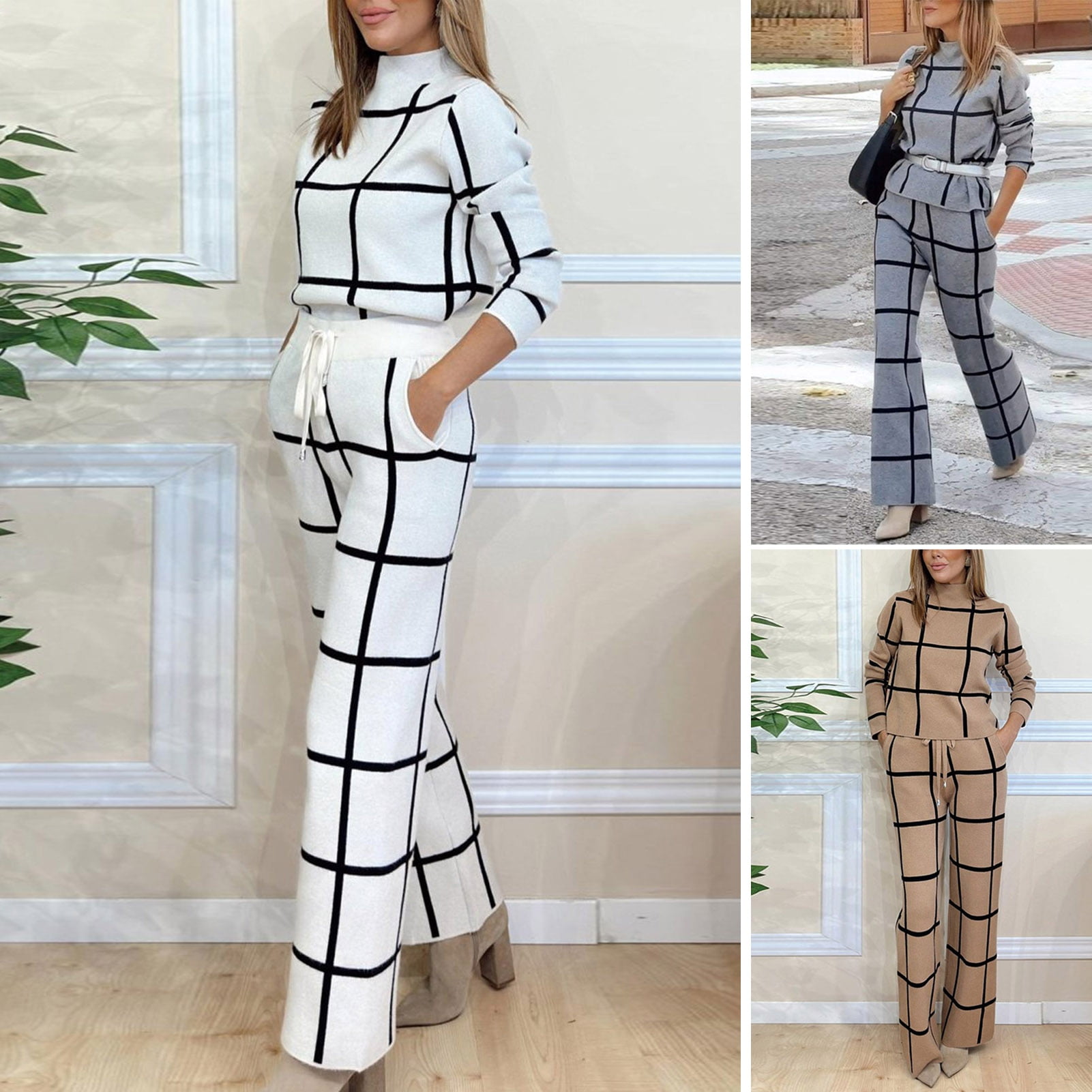 Slub Long Sleeve Top & Pants 2pcs Set