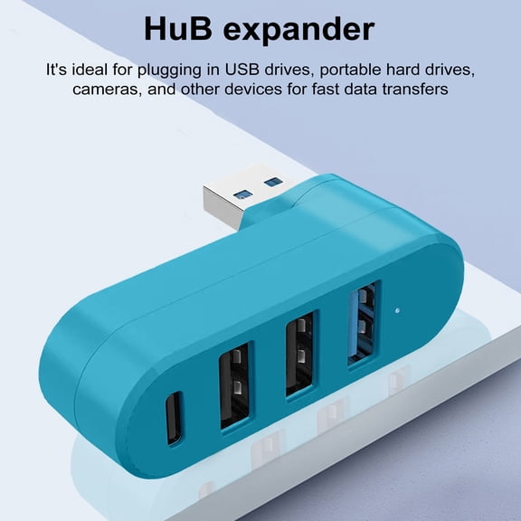 BAETEUY 4-Port USB 3.0 Hub, 5Gbps Transfer Speed, Universal Plug-and-Play, 180-Degree Rotatable, USB Extender Hub Adapter, Perfect for Connectivity