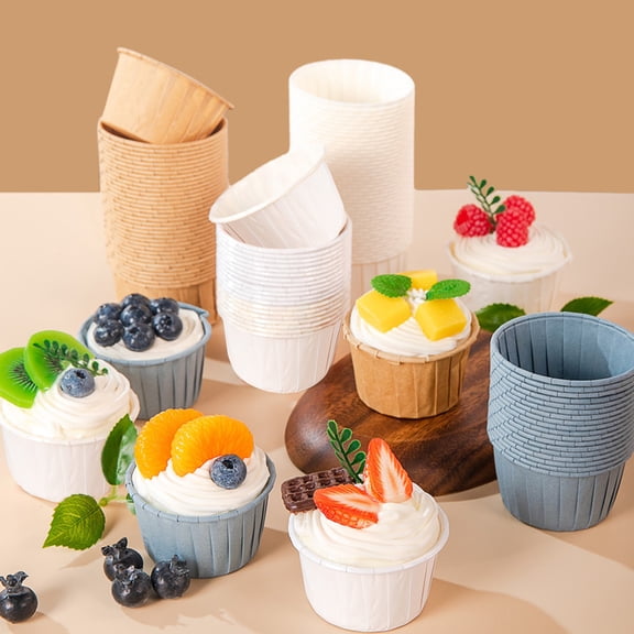 BAETEUY 50Pcs High Temperature Resistant Cake Cups Greaseproof Paper Waterproof Easy Demould Disposable Food Grade Baking Cups