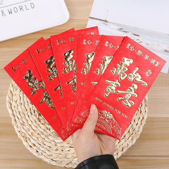 BAETEUY 6Pcs Chinese New Year Paper Red Envelopes Packet Money Pocket Wedding Supplies