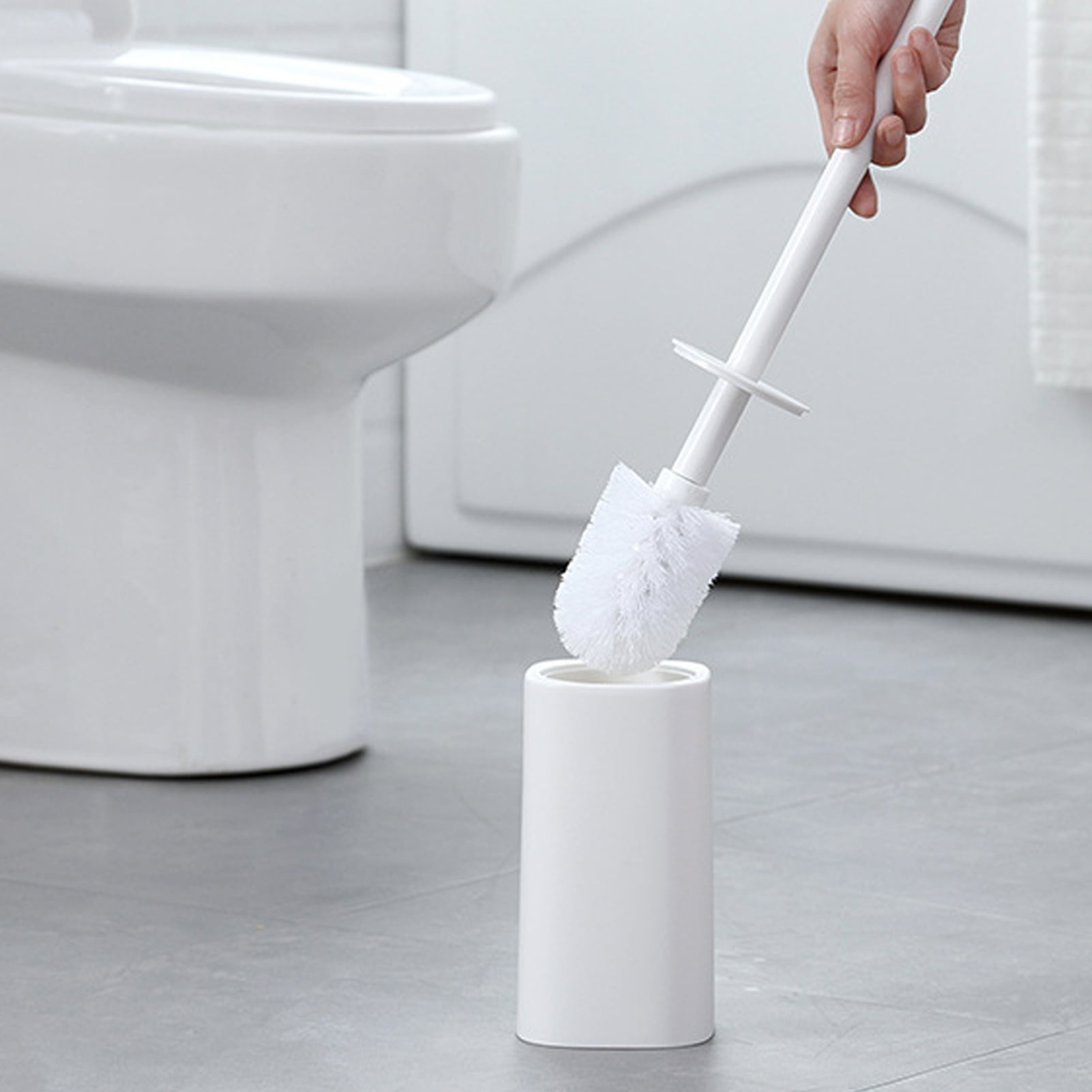 BAETEUY AntiOdor Ceramic Toilet Brush with Holder Set Long Handle
