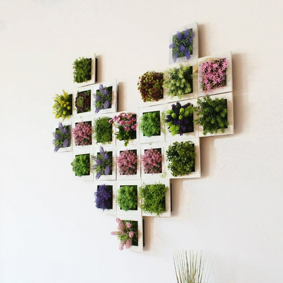 BAETEUY Artificial Flower Succulent Plant Hanging Wall Art Frame Living Room Home Decor