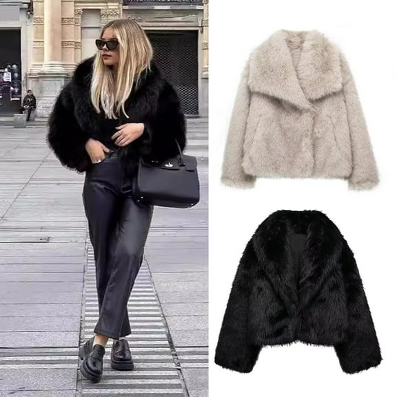 BAETEUY Auutmn Winter Lady Cardigan Coat Faux Fur Thickened Plush