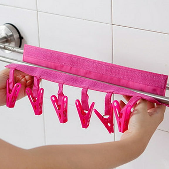 BAETEUY Bathroom Rack Clothespin Travel Portable Folding Clothes Towel Hanger Clips