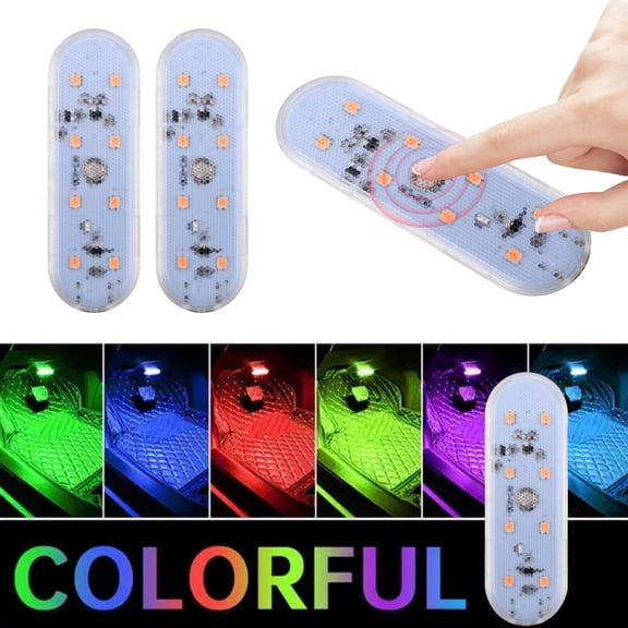 BAETEUY Car LED Light 7 Color Changing - Waterproof Scratch-Resistant Mini Size Rechargeable Touch Control Auto Interior