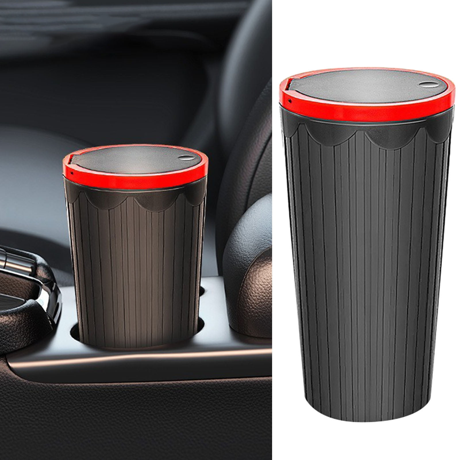 BAETEUY Car Trash Can Bin - Vehicle Garbage Can with Lid, Cup Holder ...