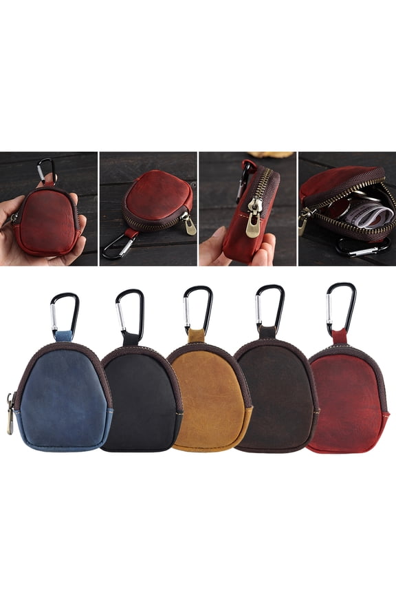 Coins Purse Small Zipper Faux Leather Waterproof Hanging Buckle Portable Coins Bag Money Change Storage Bag Wallet Daily Life