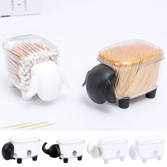 BAETEUY Cotton Swab Storage Box Sheep Elephant Dust-proof Toothpick Holder Organizer