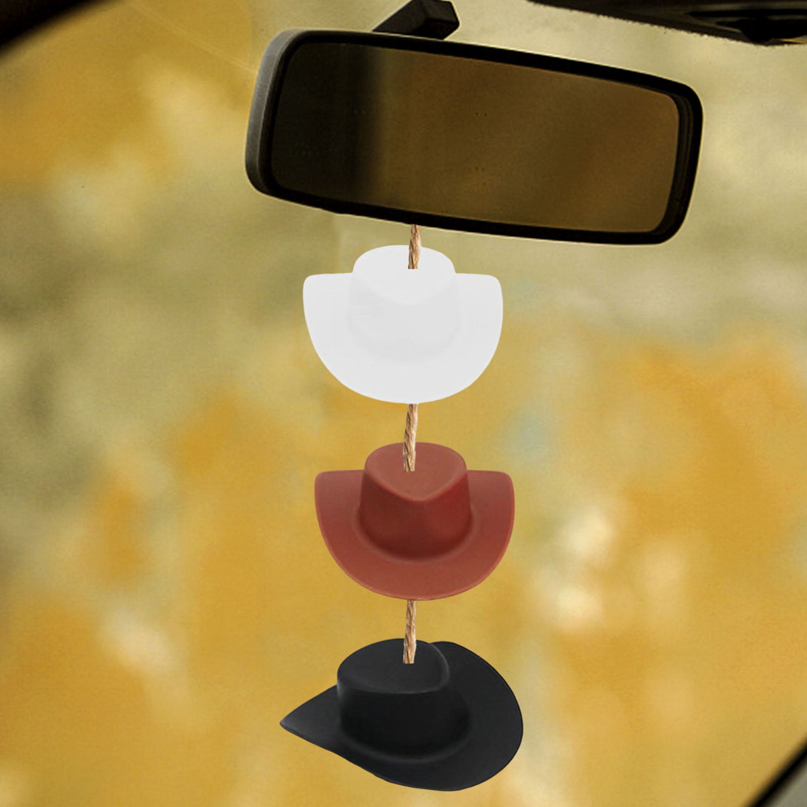 BAETEUY Cowboy Hat Car Charm Car Rear View Mirror Hanging