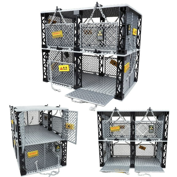 BAETEUY Double Layers Cage Building Block Toy Educational Closed Prisoner Cage Assembly Model Doomsday Scene Desktop Decoration