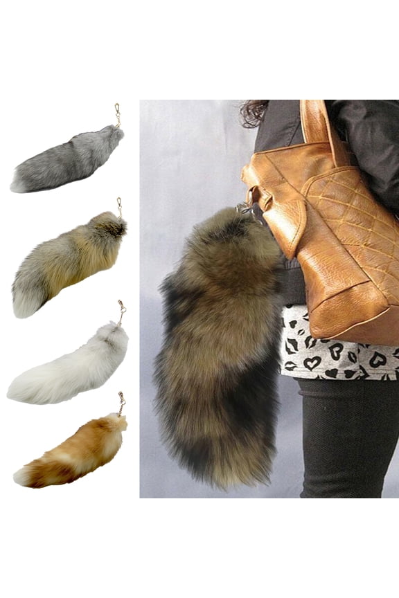 Extra Large Fake Fox Tail Keychain - Oversized Imitation Fox Tail, Easy to Attach to Bags & Backpacks, Cosplay Accessory