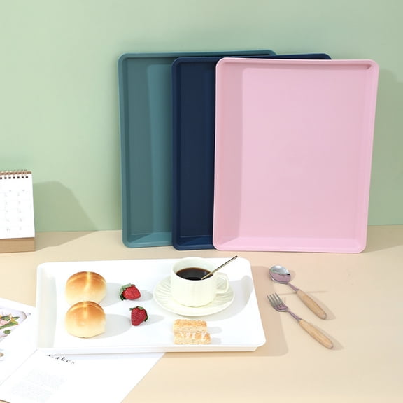 BAETEUY Food Serving Tray with Non-Slip Base Large Capacity Food Grade BPA Free Fruit Cookies Dessert Reusable Plastic Tray