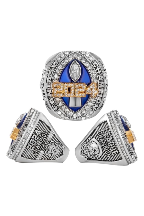 Football Championship Ring Double-plated Surface Cubic Zirconia Necklace Bracelet Pendant Football League Winner Trophy Ring Award Ring