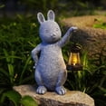 thumbnail image 1 of BAETEUY Garden Hare Statue with LED Lamp IP44 Waterproof Auto On/Off Solar-powered Lamp Resin Bunny Sculpture Lawn Ornament, 1 of 7