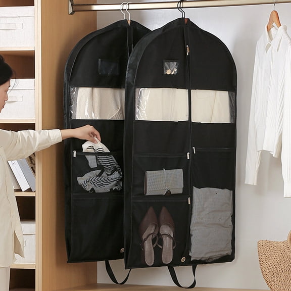 BAETEUY Garment Bag Smooth Zipper Breathable Fabric Mesh Pockets Clear Windows with Handle Hanging Closet Clothes Storage Organizer
