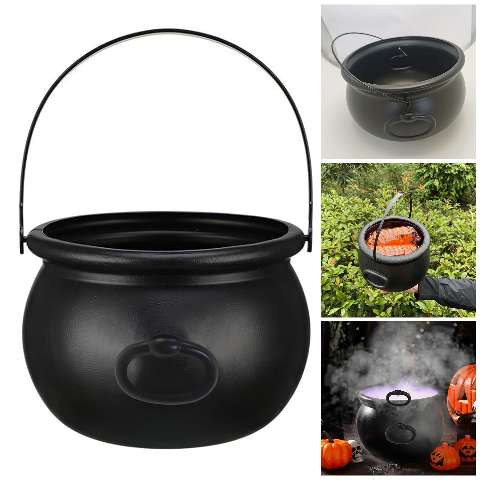 BAETEUY Halloween Witch Cauldron Large Black Witch Kettle Halloween Pot Candy Holder Spooky Party Decorations