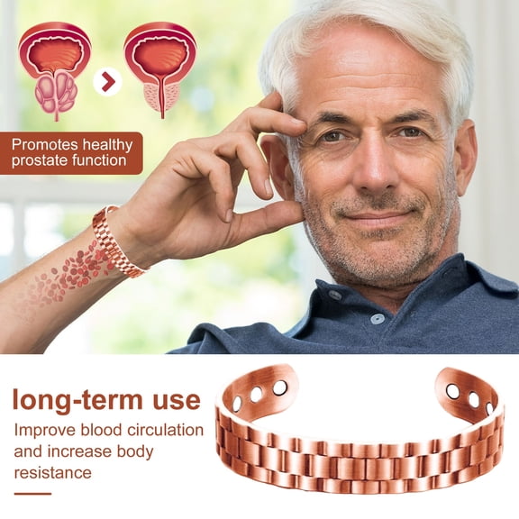 BAETEUY Magnetic Copper Prostate Wristband Strengthens Prostate Improves Circulation Promotes Healthy Function Antioxidant Protection Bracelet