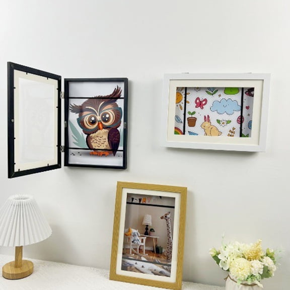 BAETEUY Magnetic Kids Artwork Frame - Elastic Band Front Opening Living Room Gallery Frame