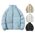 thumbnail image 1 of BAETEUY Men Cotton Coat - Stand Collar Long Sleeve Zipper Placket Jacket with Pockets Outwear, 1 of 8