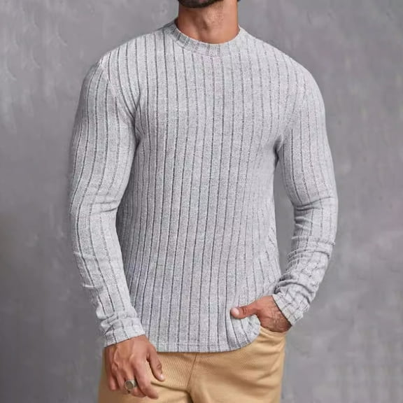 BAETEUY Men Sport Top, Slim Fit, Pure Color, Round Neck, Elastic, Mid Length, Long Sleeves, Pullover, Homewear, Gym, Running, Basketball, T-shirt